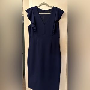 Ivanka Trump Navy Blue Cocktail Flutter Sleeve Sheath Size 12